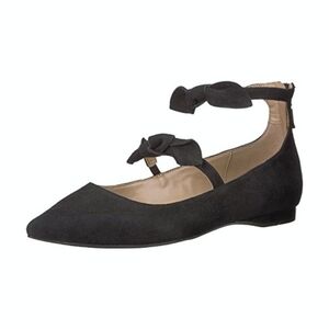 The Fix Women's Emilia Double Bow Pointed-Toe Flats black suede size 8